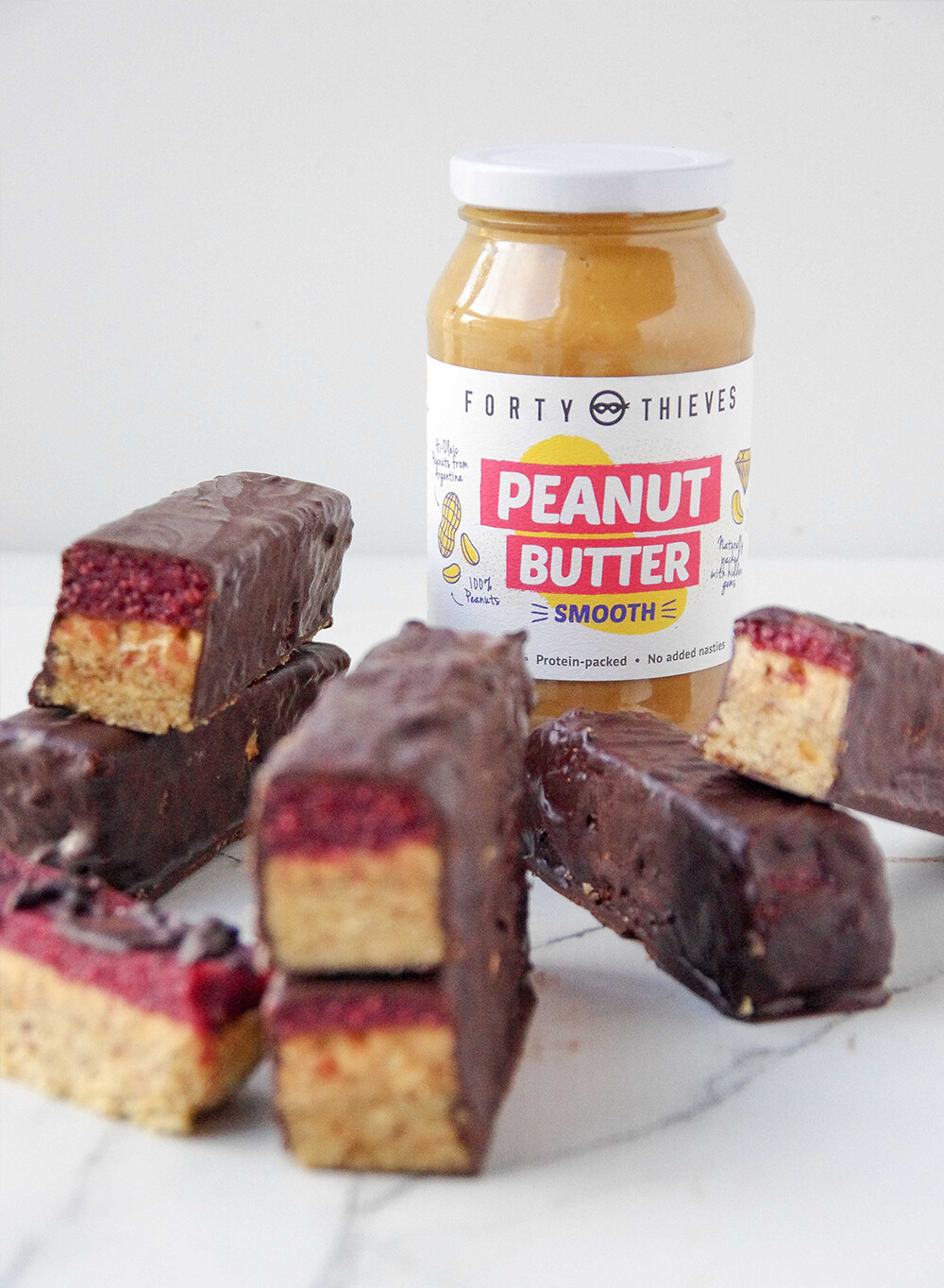 Peanut Butter And Berry Jam Chocolate Bars Forty Thieves Nut Butters